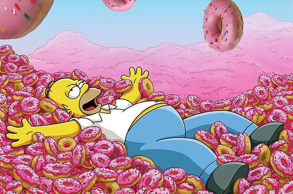Homer Simpson in donuts wonderland
